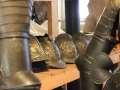 full line of medieval helmets
