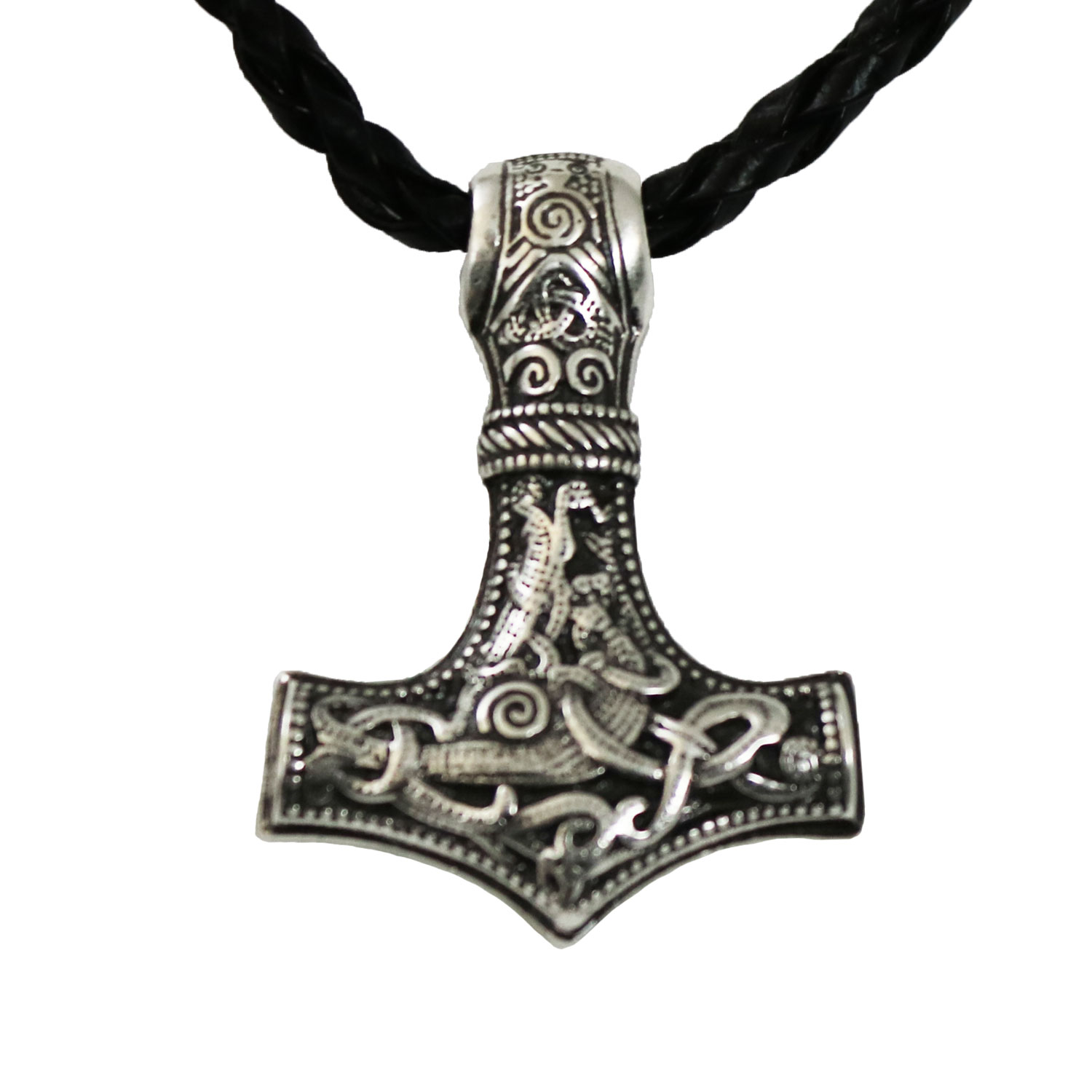 Thor's Hammer & The Two Wolves Necklace - Vikingspiritjewellery