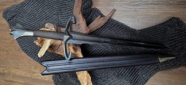 Alternative view of (Sale item  ) Custom Blackened Flamberge Short Sword (#98966)